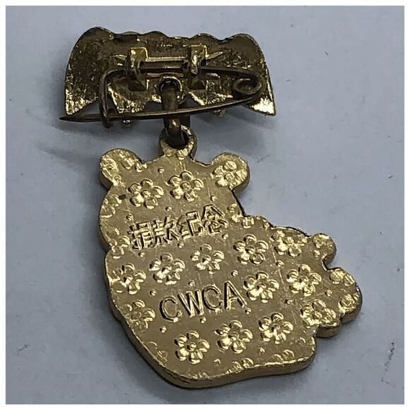 Small Vintage Enamel Figural Panda Bear Dangly Brooch / Pin - Signed CWCA - Picture 5 of 5